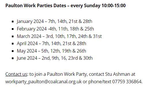 Paulton Work Party Dates