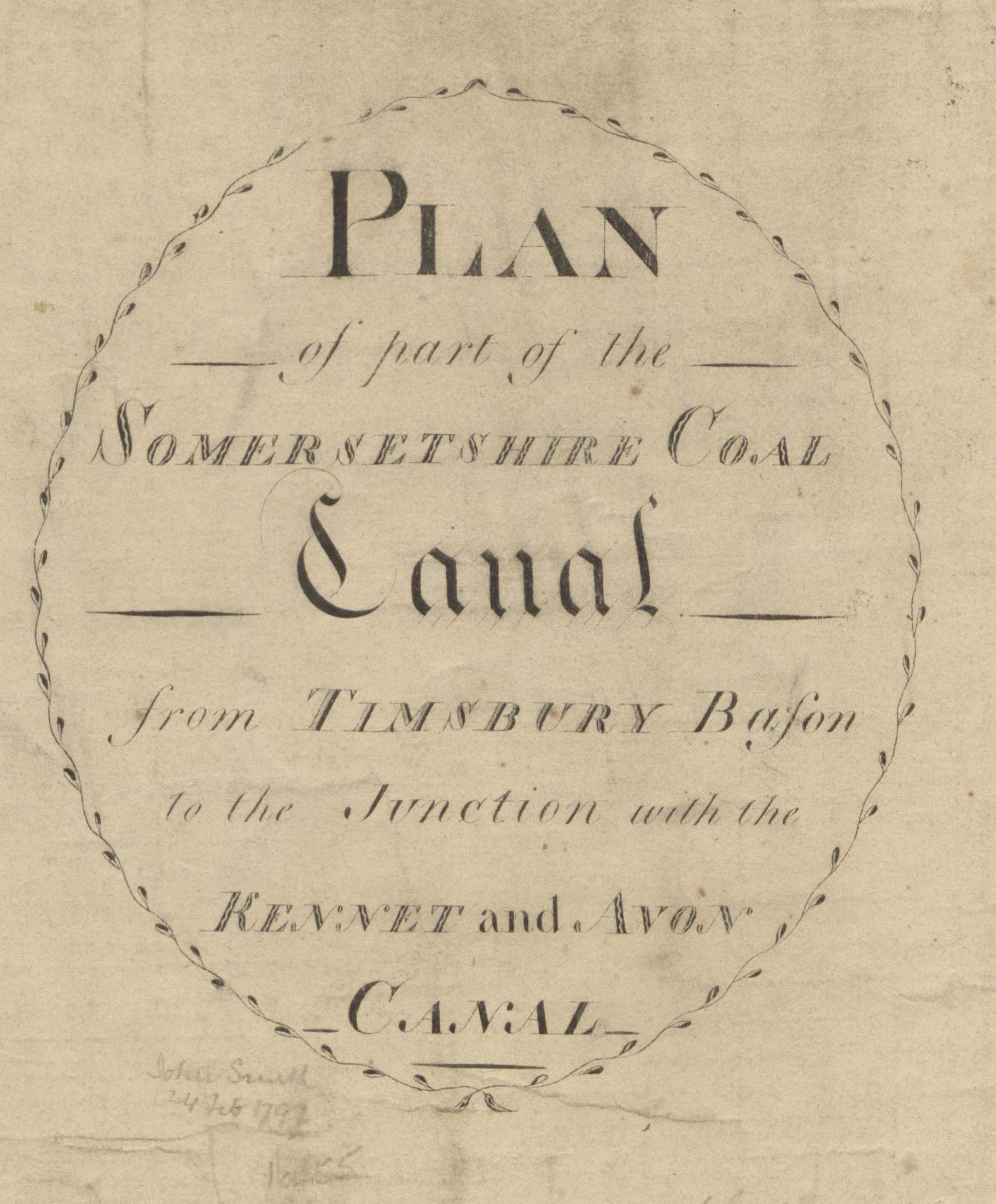 Plan of part of the Somersetshire Coal Canal from Timsbury Basin to the junction with the Kennet and Avon Canal.