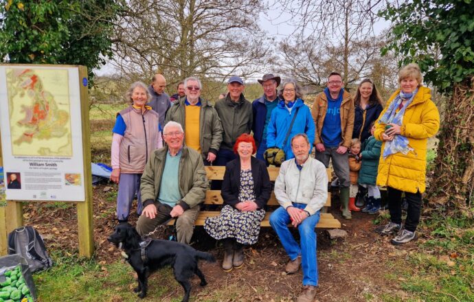 Liz Hardman and The Midsomer Norton Mens Club at the unveiling of the new bench.